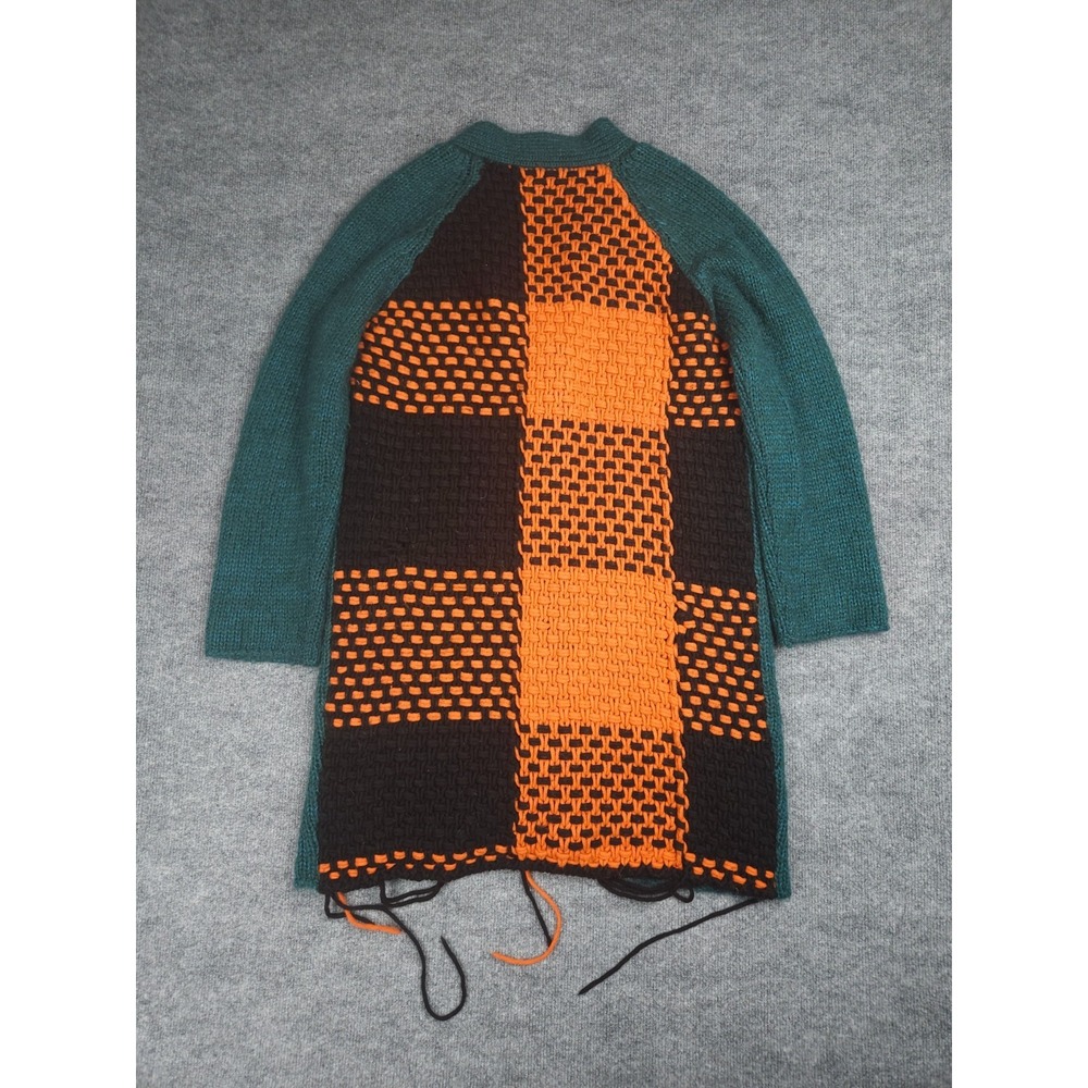 Maison Margiela Cardigan Sweater Women's Small Green Pockets Plaid Wool Mohair